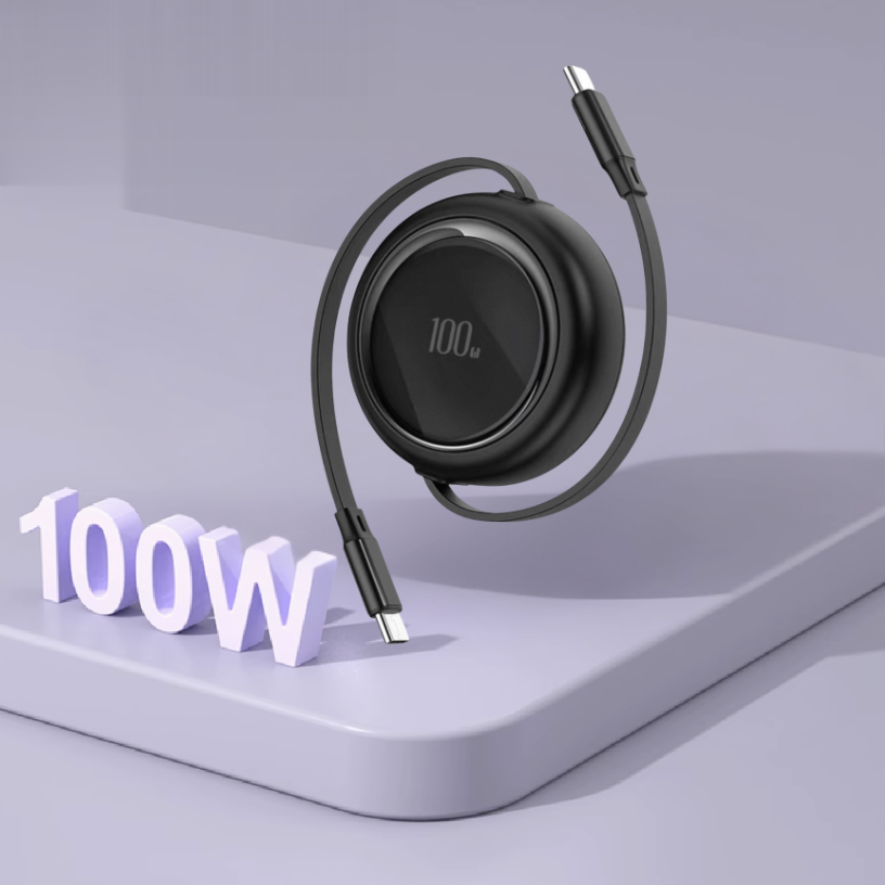 Bazeli One – 100W Retractable USB-C Cable with Auto-Winder