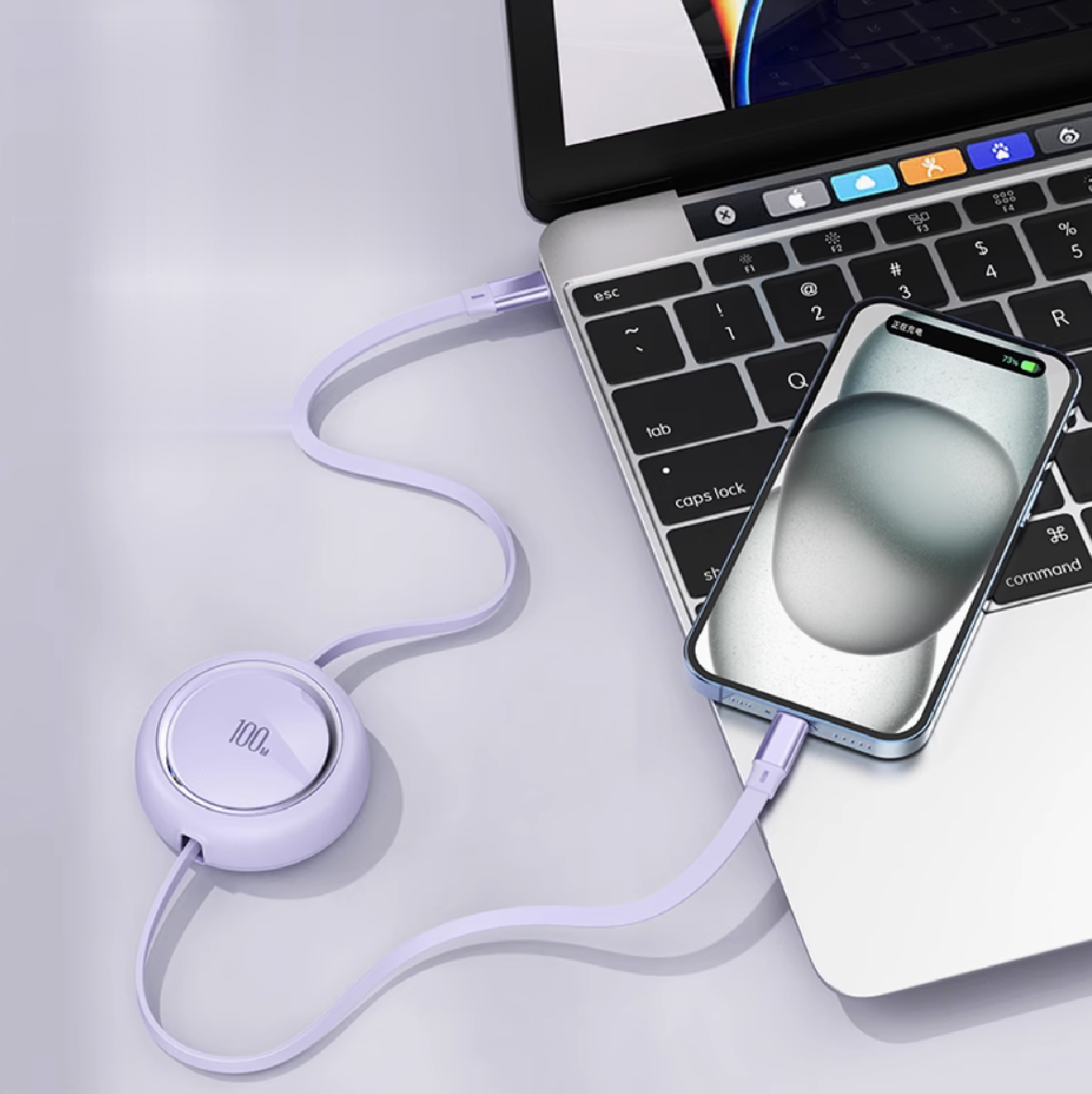 Bazeli One – 100W Retractable USB-C Cable with Auto-Winder